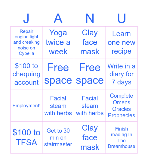 January Bingo Card