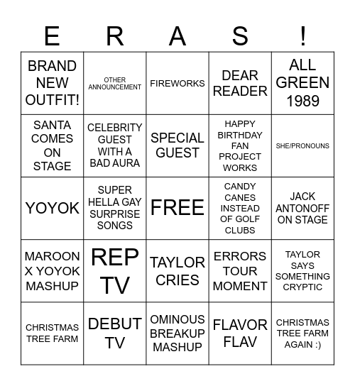 CLOSING NIGHT BINGO Card