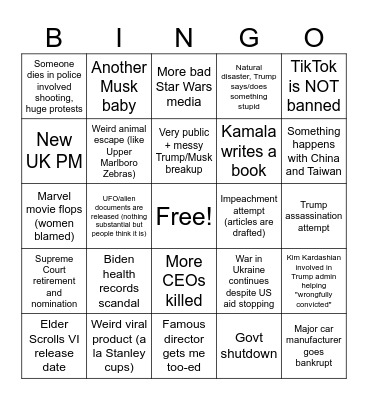 2025 Bingo Card