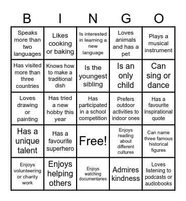 HUMAN BINGO Card