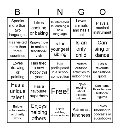 HUMAN BINGO Card