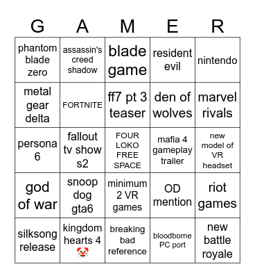 VGA 2024 BINGO BOARD Bingo Card