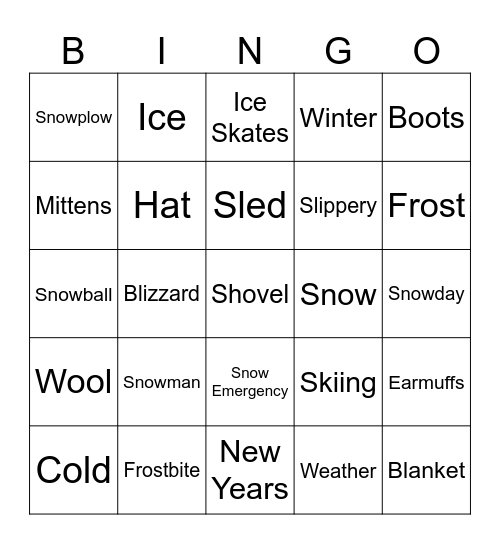 Winter Bingo Card