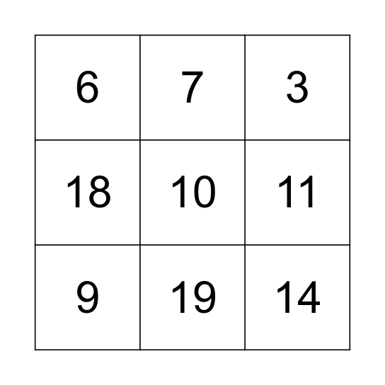 Grandparent's Day Bingo Card