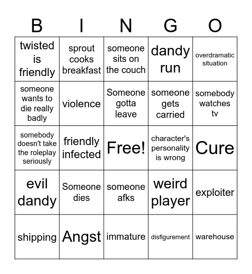 Dandy's world roleplay bingo Card