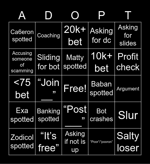 Amp bloxluck bingo Card