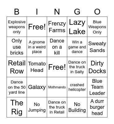 Fortnite Bingo Card