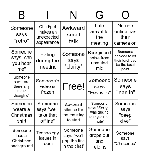 Enable "Festivus" Bingo Card