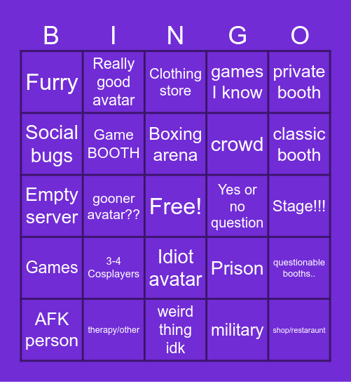 BOOTH GAME BINGO!!! Bingo Card