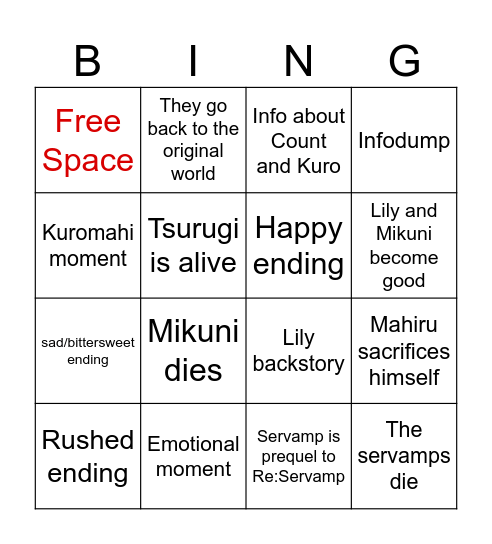 SERVAMP FINAL CH BING Bingo Card