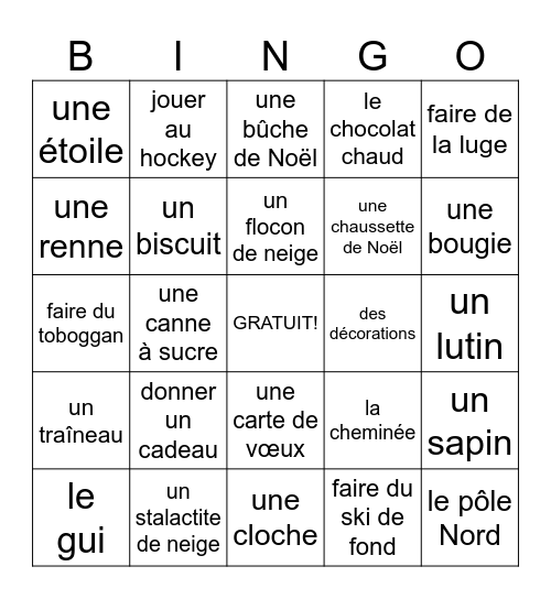 Les fêtes d'hiver Bingo Card