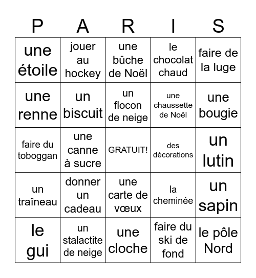 Les fêtes d'hiver Bingo Card