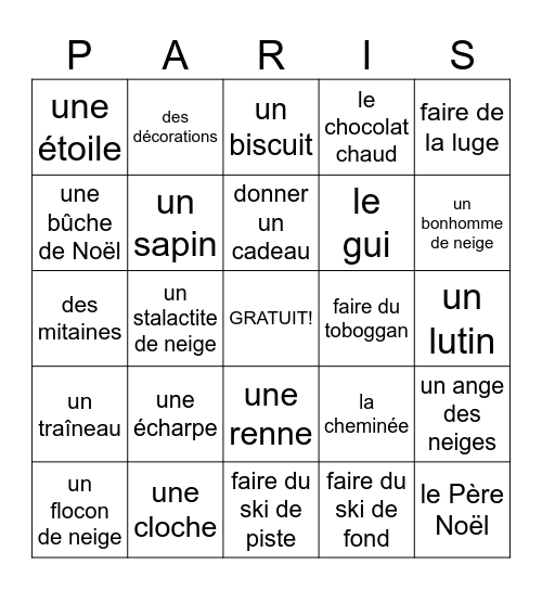 Les fêtes d'hiver Bingo Card