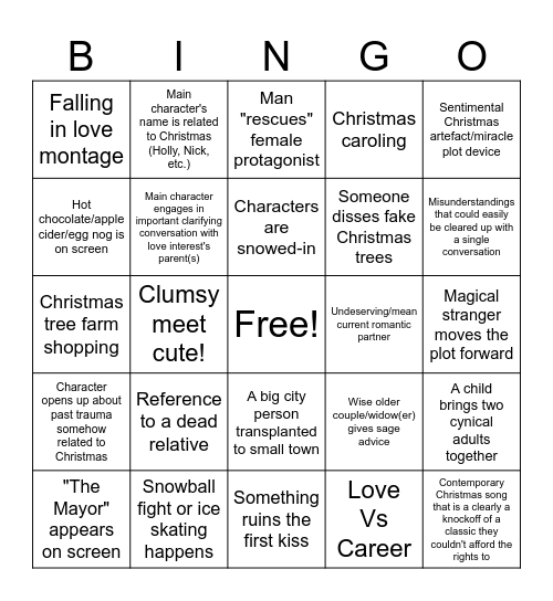 bad christmas movie bingo Card