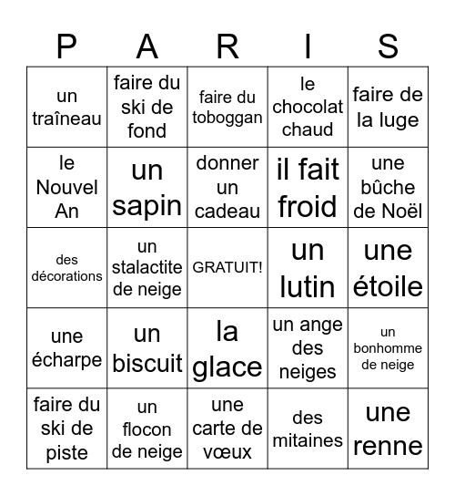 Les fêtes d'hiver Bingo Card