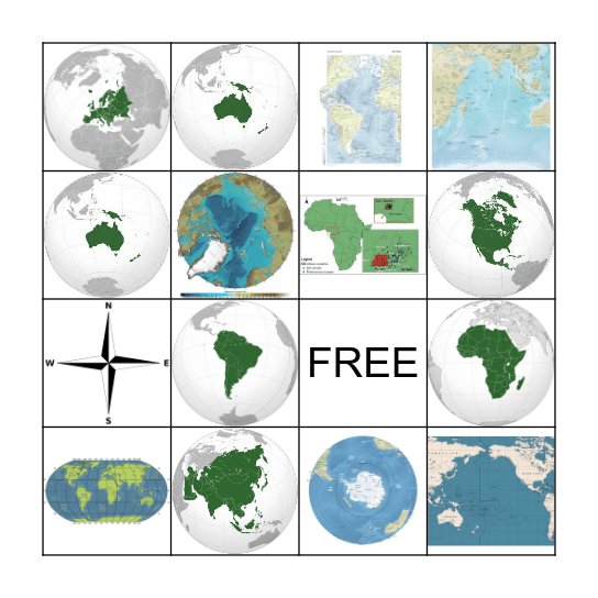 Continents Bingo Card