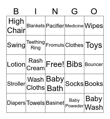 Baby Bingo Card