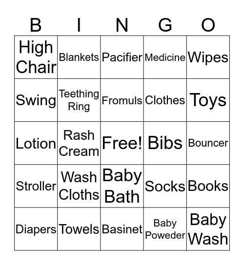 Baby Bingo Card