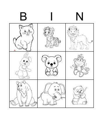 Animals Bingo Card