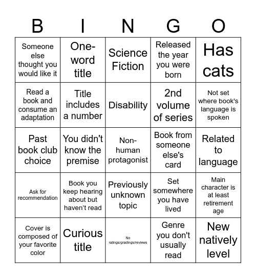 Natively Book Bingo 2025 Bingo Card