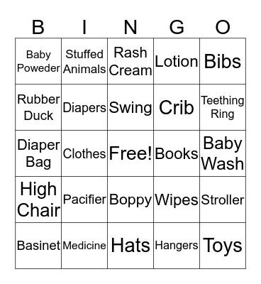 Baby Bingo Card