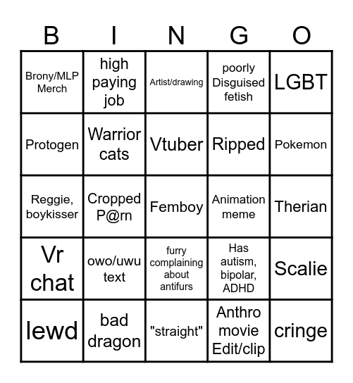 FURRY Bingo Card