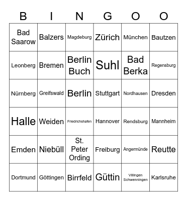 Hit the Road Bingo Card