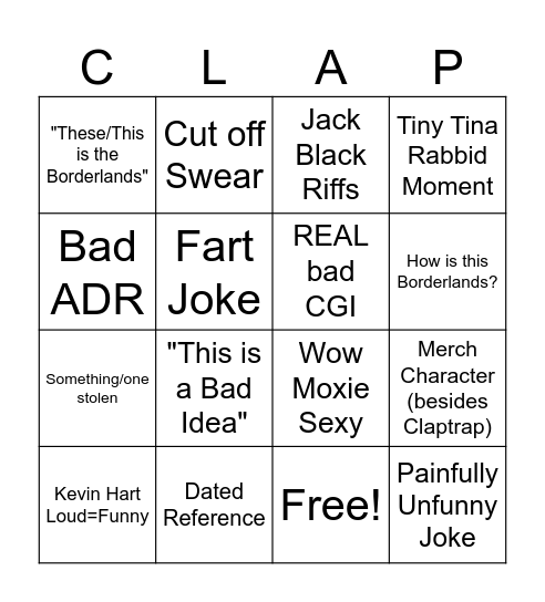 Borderlands Bingo Card