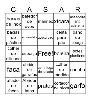 CHÁ DE COZINHA DA ANDRY Bingo Card