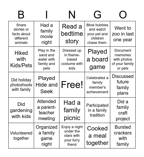 ParentsNet- Make-a-Wish BINGO Contest Bingo Card