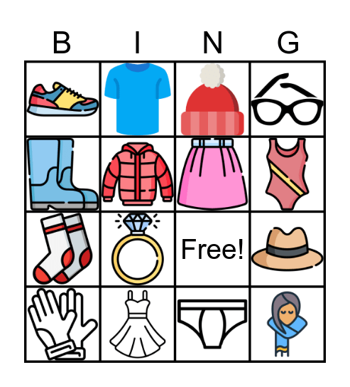 Kleding Bingo Card