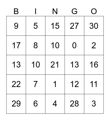 JASPER ROAD BINGO Card