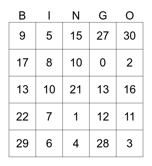 JASPER ROAD BINGO Card