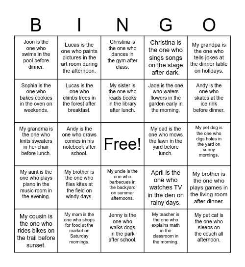 He is the one who. . . Bingo Card