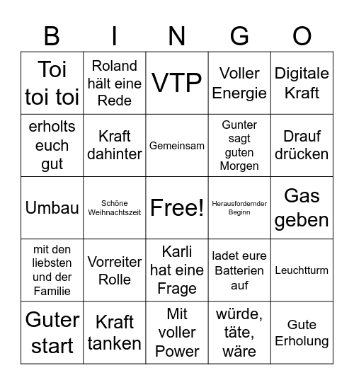 VDP Bingo Card