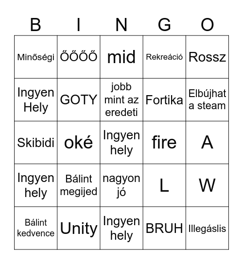 C.T.R. Bingo Card