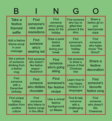 FESTIVE Bingo Card