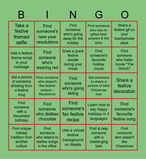 FESTIVE Bingo Card