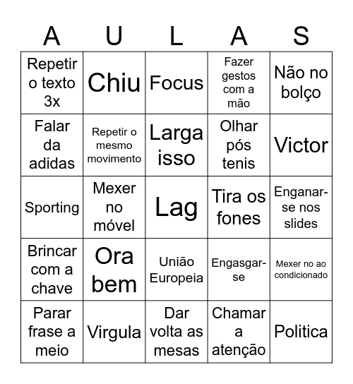 Adolfo Bingo Card