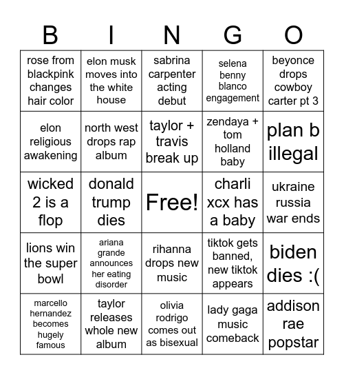 2024 bingo lauren Bingo Card