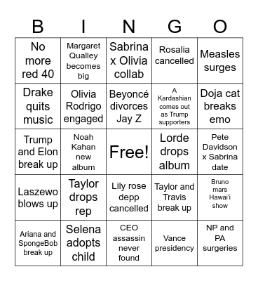 2025 Bingo Card