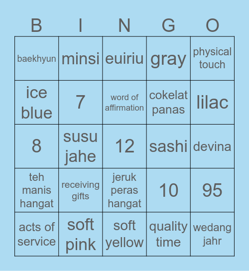 WriterSowon Bingo Card