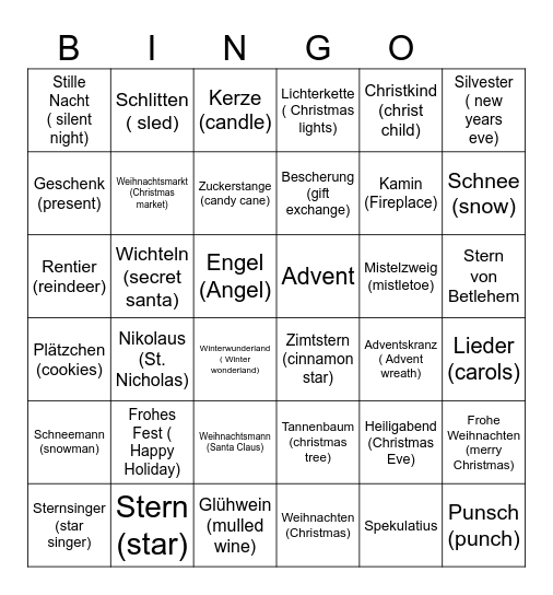 Weihnachtsbingo Card