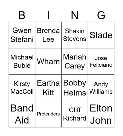 Guidance team Xmas bingo Card