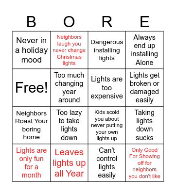 MY HOUSE IS BORING Bingo Card