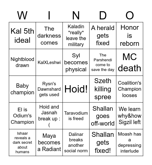 The Wind and Truth bingo Card