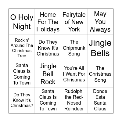 DW Christmas Bingo Card