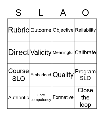 Assessment Boot Camp BINGO Card