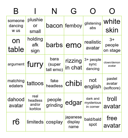 salon de fiestas Bingo Card