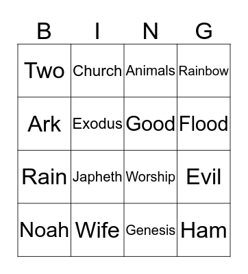 Noah Bingo Card